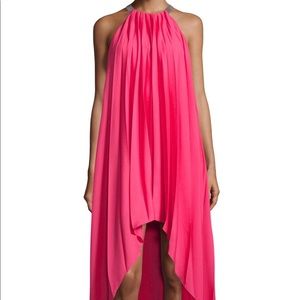 Halston Heritage Pink Pleated Chiffon Gown